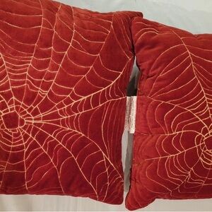 2 Threshold Embroidered Spider Web Throw Pillow 18x18 inch Halloween Decor
